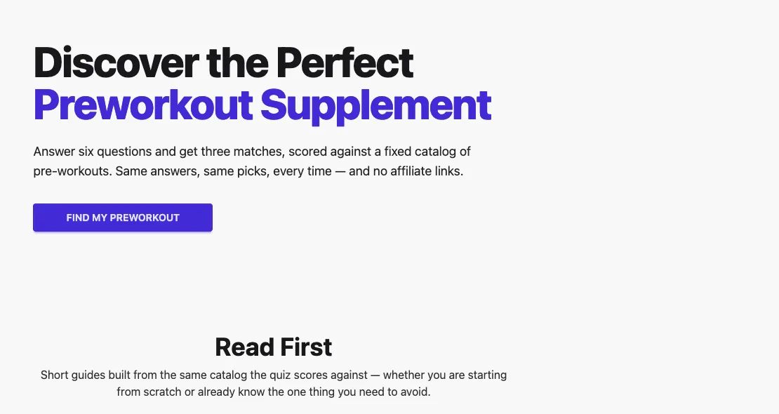 Pick My Pre landing page